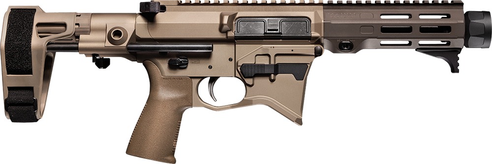Maxim Defense  MD9 905 CQB 9mm Luger 5.50″ Black Nitride Threaded Barrel, Arid Brown Anodized Aluminum Receiver w/Picatinny Rail, M-Rax/M-Slot Handguard, Arid Brown Polymer Maxim CQB Brace, Arid Brown