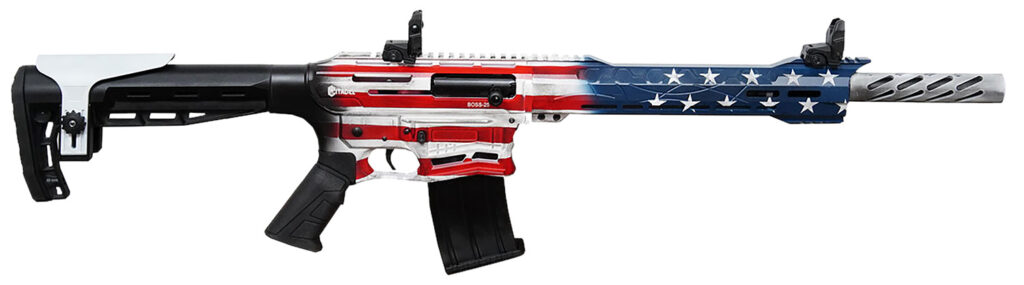 Citadel CBOSS2512USA Boss-25  12 Gauge 3″ 18.75″ 5+1 American Flag Cerakote Rec/Barrel Black Fixed Adjustable Comb Stock Right Hand