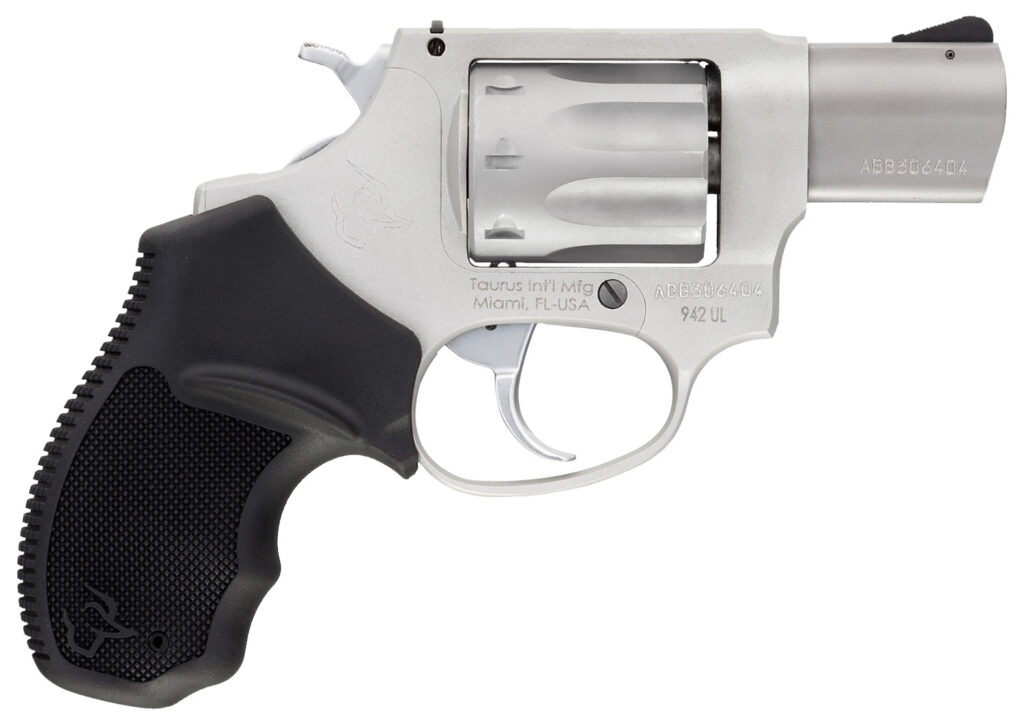 Taurus 2942029UL 942 Ultra-Lite 22 LR 8rd 2″ Matte Stainless Finish Barrel, Matte Stainless Finish Cylinder, Stainless Anodized Finish Aluminum Frame & Finger Grooved Black Polymer Grip