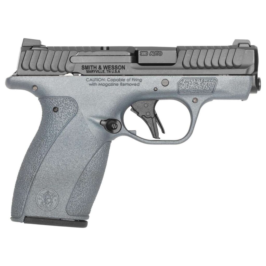 S&W Exclusive “Blue Titanium” M&P Bodyguard 2.0 No Thumb Safety Handgun .380 Auto 10(1)&12(1)rd Magazines 2.75″ Barrel Titanium Blue Grip