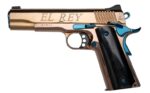 KIMBER CNC 1911 EL REY 38SUP 9RD 5IN BARREL ENGRAVED ROSE GOLD BLUE ACCENTS BLACK GRIPS 10231