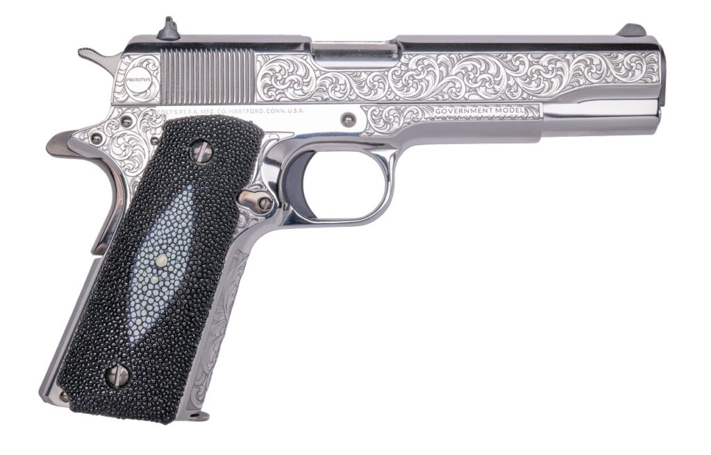 CNC COLT 1911 TUXEDO 38 SUP 5IN BARREL 9RD BLUED ENGRAVED 1 OF 300 CNCTUX38