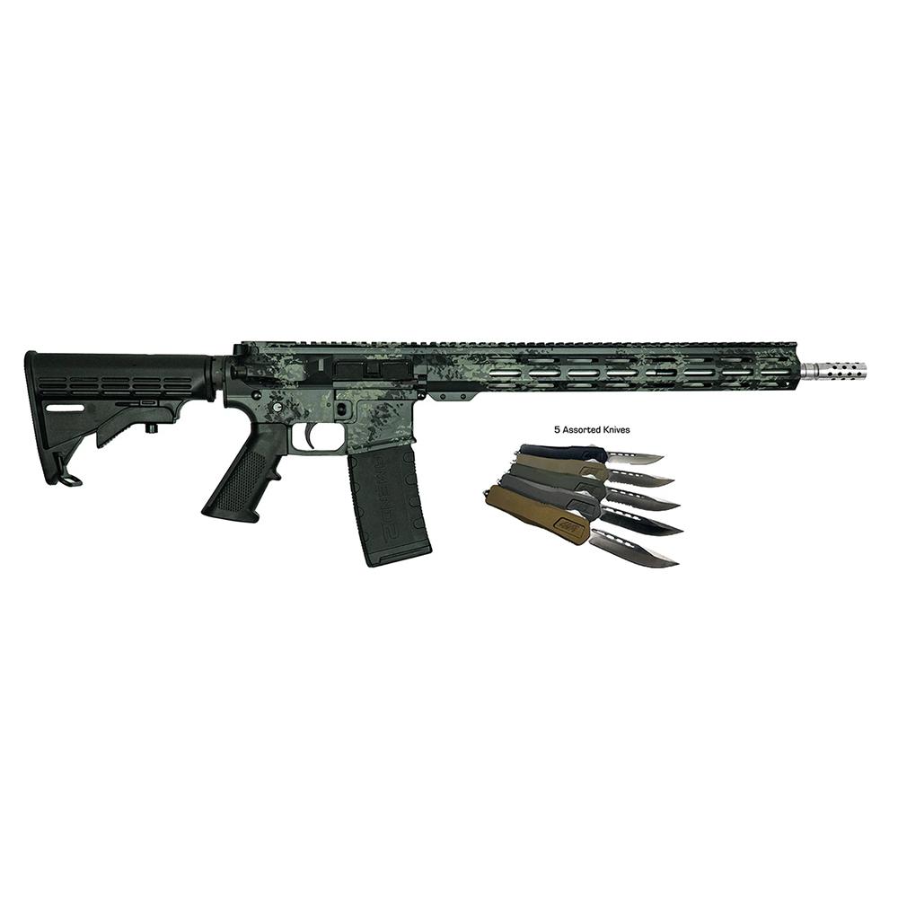 Great Lakes AR-15 Rifle .223 Wylde 30rd Magazine 16″ Barrel Lichen Grey with 5 OTF 3-1/2″ Blade Knives