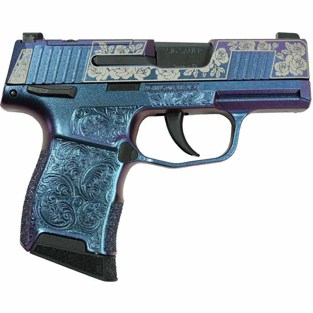 Sig Sauer “Gun & Roses-Mongoose Purple” P365 Optic Ready Handgun 9mm Luger 10rd Magazines(2) 3.1″ Barrel X-RAY 3 Sights