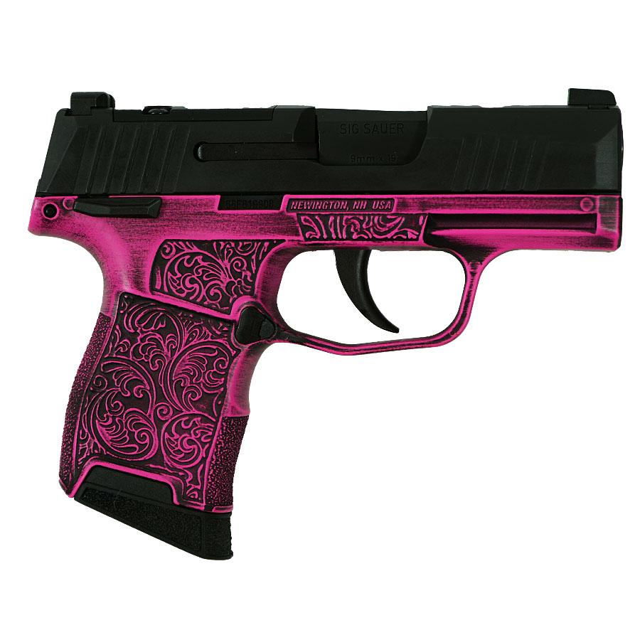 Sig Sauer P365 Exclusive “Pink Filigree” Handgun 9mm Luger 10rd Magazine(2) 3.1″ Barrel Manual Safety X-RAY 3 Sights Optic Ready