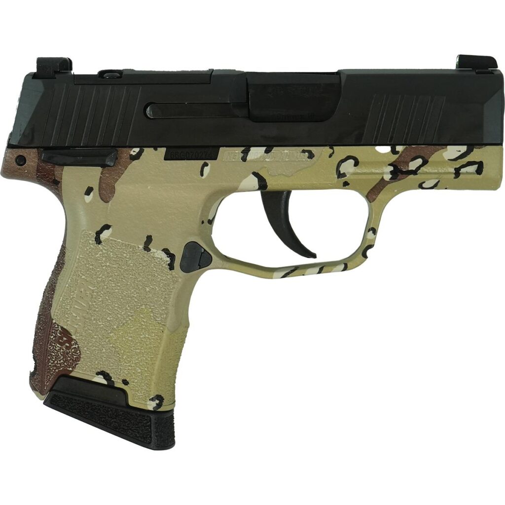 Sig Sauer P365 Custom “Chocolate Chip Hydro Dip Frame” Handgun 9mm Luger 10rd Magazines 3.1″ Barrel Black Slide