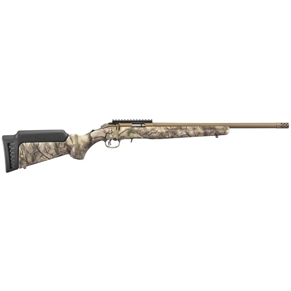 RUGER AMERICAN RIMFIRE FULL SIZE 22LR RFL BB/GO WILD CAMO 18″ T.B. 9+1