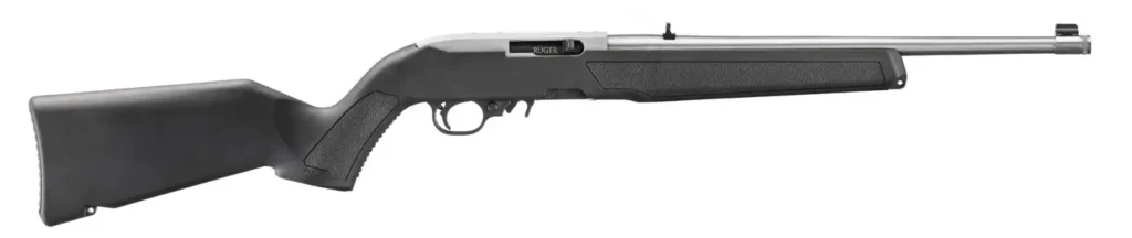 RUGER 10/22 22LR RIFLE 16.4″ THREADED, BLACK POLYMER/STAINLESS, MLOK SLOTS 1-10RD MAG