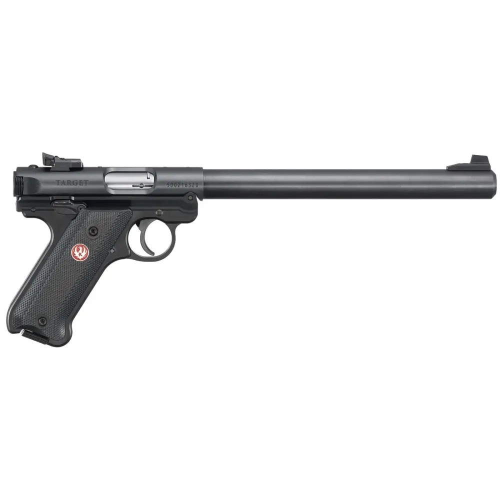 RUGER MRK IV TRGT 22LR 10″ BLUED CHCKRD BLK GRP ADJ SIGHT 10RD