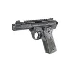 RUGER MRK IV 22/45 LITE 22LR 4.4″ BARREL, BLACK ANODIZED, OVERSIZD HOGUE GRIP PLATES 2-10RD MAGS - View 3