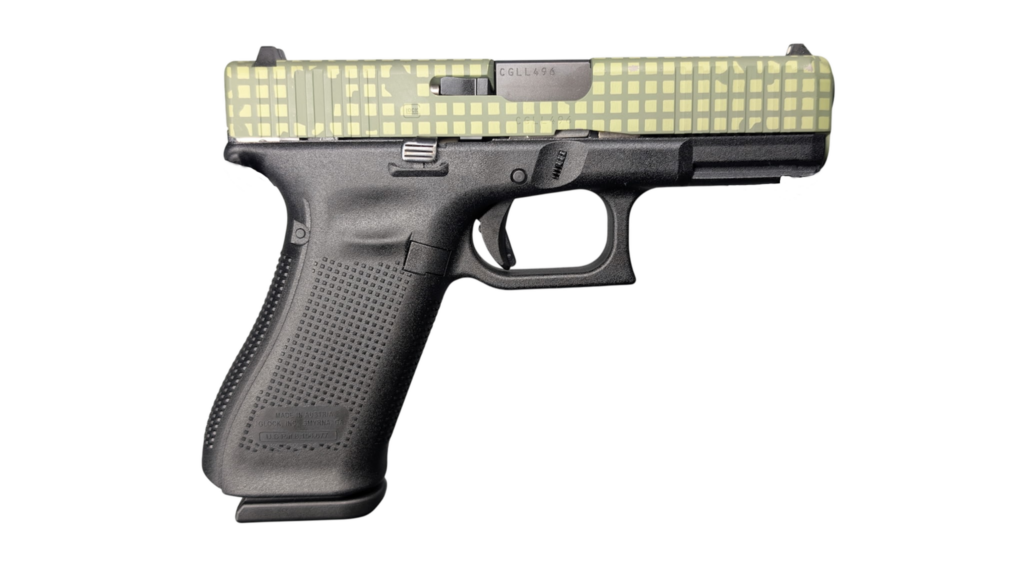 GLOCK 45 V DNC 9MM PISTOL 4″ BLACK-BLK/GRN SLIDE FXD 3-17RD MAGS