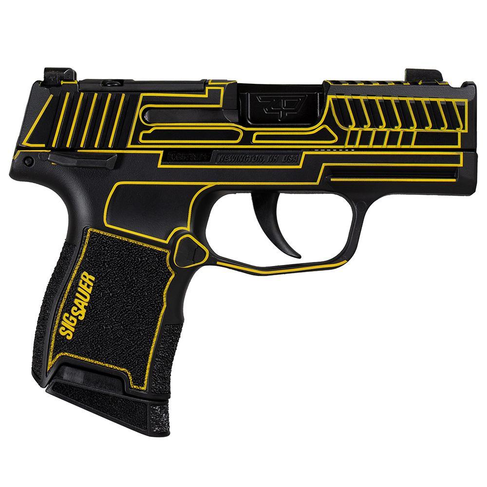 Sig Sauer P365 “Outlander Yellow Laser” Handgun 9mm Luger 10rd Magazines(2) 3.1″ Black Barrel X-RAY 3 Sights Manual Safety