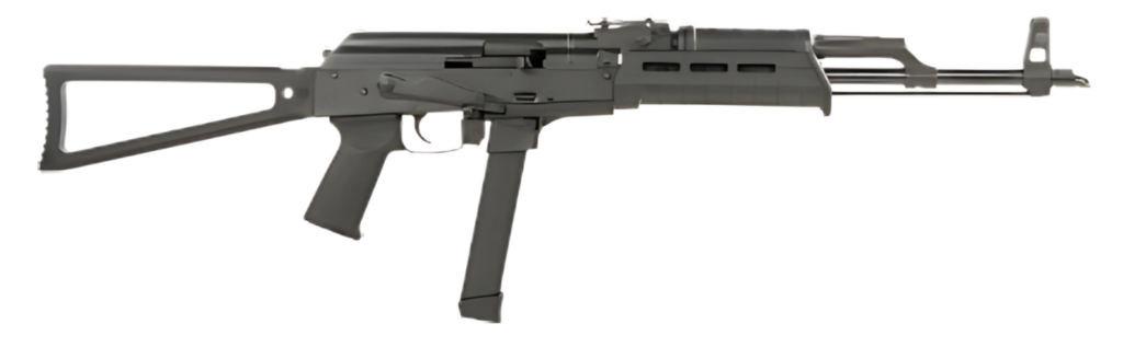 CENTURY ARMS WASR MC10 9MM RIFLE 17.5″ BLACK, TRIANGLE STOCK, 1-33RD GLOCK MAG