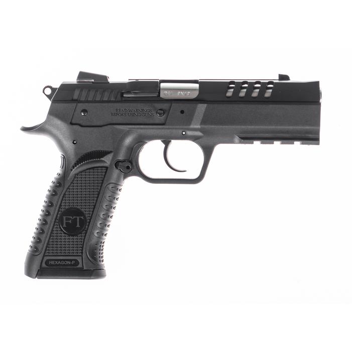 Tanfoglio Hexagon P Handgun 9mm Luger 17rd Magazine(2) 4.45″ Compensated Barrel DA/SA