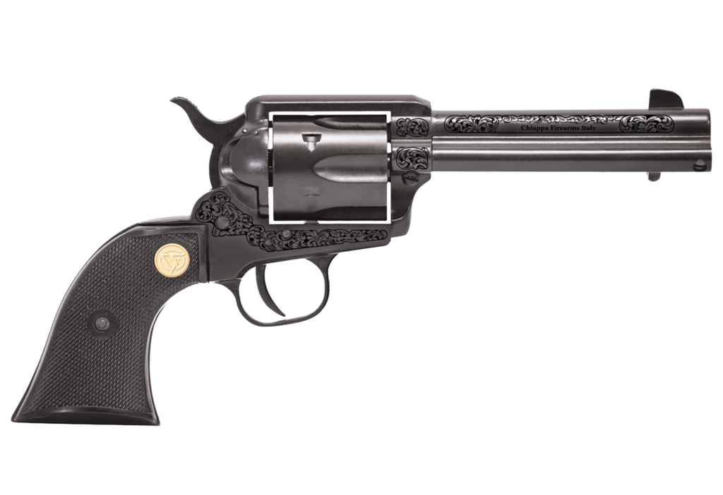 CHIAPPA 1873 REVOLVER SAA 22LR PISTOL BLACK 4.75″ ENGRAVED FRAME