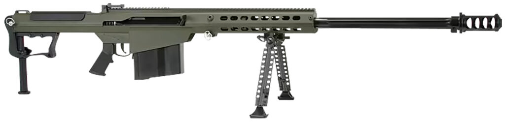 Barrett 14555 M107A1  50 BMG 10+1 29″ Chrome-Lined Fluted Barrel, OD Green Cerakote Aluminum Receiver, OD Green Fixed Stock w/Thermal-Guard Cheek Piece & Sorbothane Recoil Pad, Optics Ready