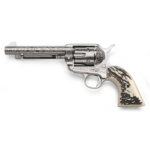 Taylors & Company 1873 Cattlebrand Engraved Stag Handgun .45 Colt 6rd Capacity 5.5" Barrel Engraved Silver with White