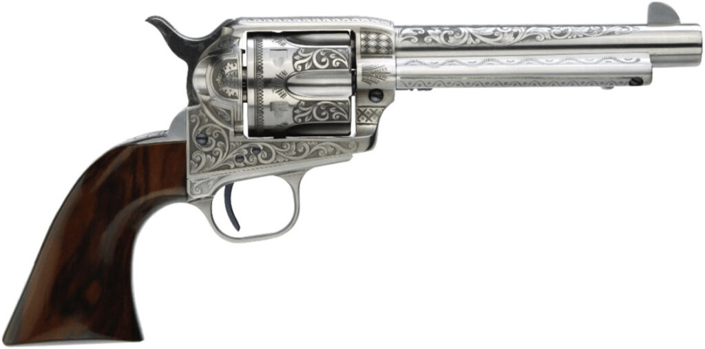 TF UBERTI 1873 CATTLEMAN 45LC 5.5 PHOTO ENGR WHT