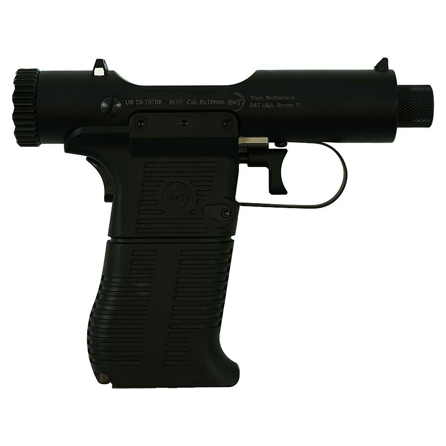 B&T Six9 Bolt Action Handgun 9mm Luger 9rd Magazine (1) 3.5″ Barrel Black Suppressor Sold Separately