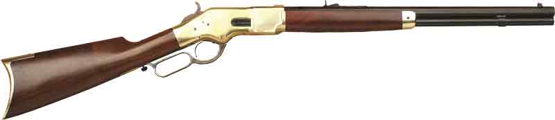 CIMARRON 1866 YELLOWBOY 45LC – 20″ OCTAGON BRASS/BLUED WALNUT