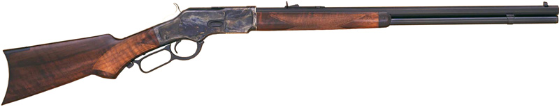 CIMARRON 1873 DELUXE 357/38 – 24″ OCTAGON CC/BLUED PG WALNUT