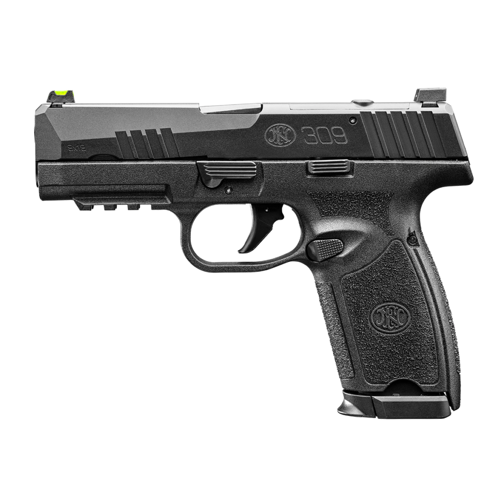 FN 309 MRD 9MM PISTOL 3.8″ NMS BLACK RAIL, 1-16RD, 1-20RD MAGAZINE