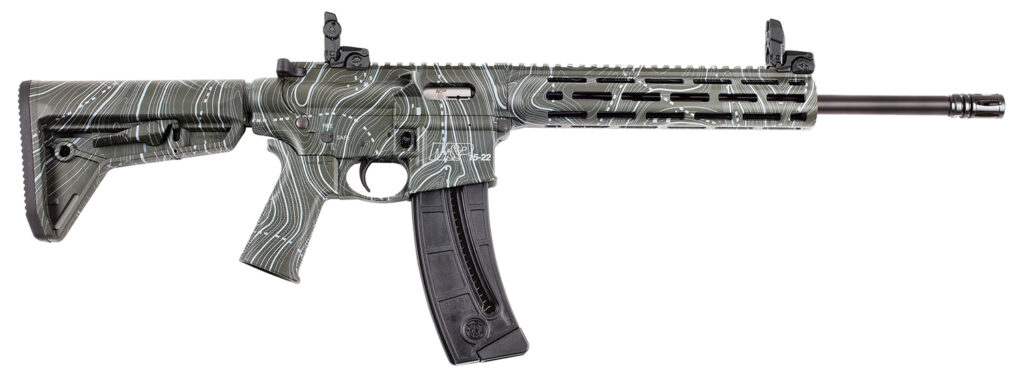 Smith & Wesson 14469 M&P15-22 Sport 22 LR 25+1 16.50″ Black Threaded Barrel, Overall OD Green Topographic Cerakote Polymer Receiver w/Picatinny Rail, M-LOK Handguard, Adj Magpul Moe SL Polymer Stock &