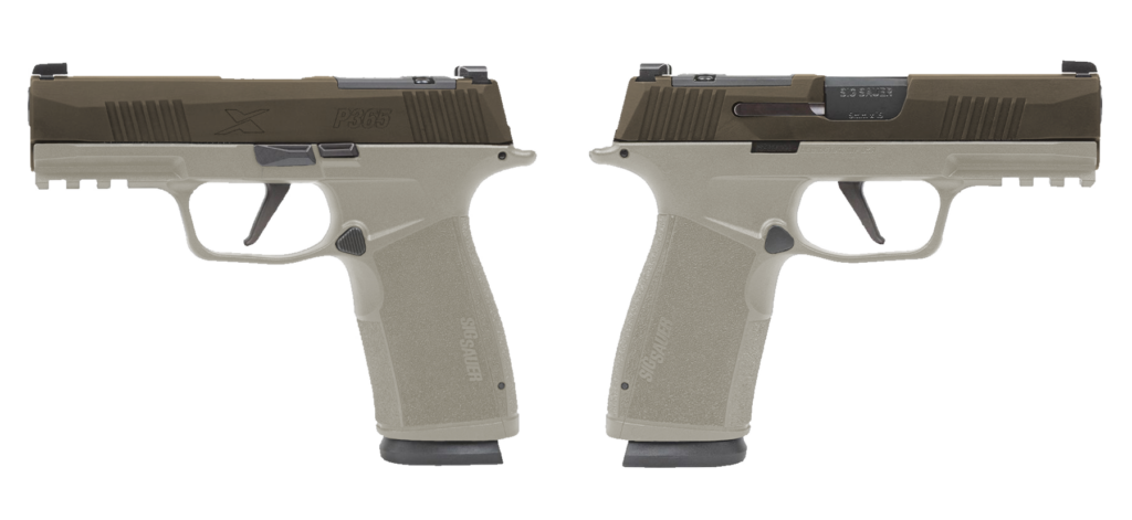 SIG SAUER P365 X-MACRO 9MM PSTL 3.7″ 2-17RD OR 2 TONE BRONZE/TAN