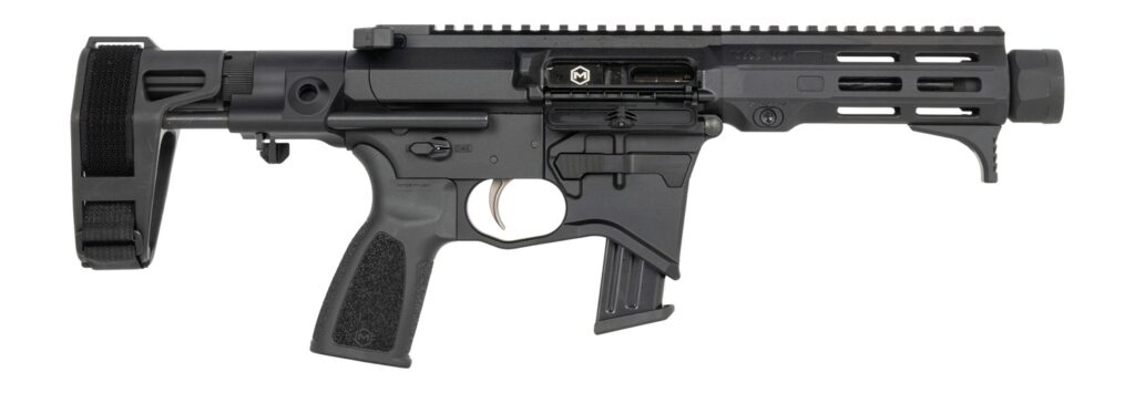 Maxim Defense  MD9 905 CQB 9mm Luger 5.50″ Black Nitride Threaded Barrel, Black Anodized Aluminum Receiver w/Picatinny Rail, M-Rax/M-Slot Handguard, Black Polymer Maxim CQB Brace, Black Polymer Grip