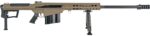 Barrett 20186 M107A1  50 BMG 10+1 20" Fluted Barrel, Flat Dark Earth Receiver w/Picatinny Rail, M-LOK Handguard, QD BiPod Forend, Black Polymer Grip