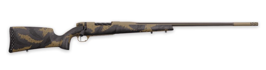 Weatherby MAX01N22CMR4B Mark V Apex 22 Creedmoor 4+1 22″ + 2″ Coyote Tan/Graphite Black Cerakote Fluted Threaded Barrel, Coyote Tan Cerakote Steel Drilled & Tapped Receiver, Tan/Brown Sponge Accents F