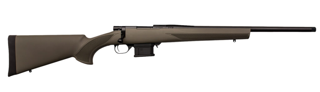 Howa HMA6ARCGYTH 1500 Mini Action Youth 6mm ARC 22″ Black Steel Threaded Barrel, Black Drilled & Tapped Steel Receiver, Fixed HTI Green Synthetic Stock