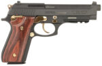 Taurus 1-920151GLD-HW1 92  Full Size Frame 9mm 17+1 5" Matte Black Stainless Steel Barrel, Matte Black Serrated Alloy Steel Slide, Matte Black w/Gold Accents Aluminum Frame w/Picatinny Rail, Wood Grip