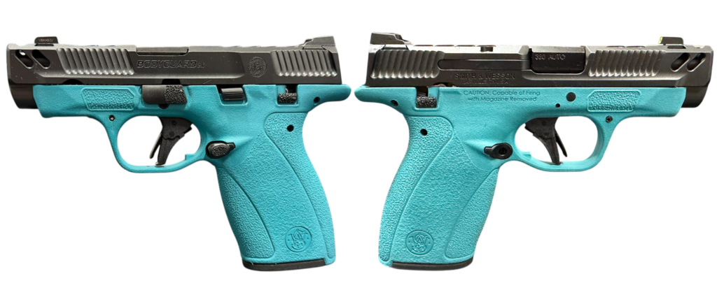 SMITH & WESSON PC BODYGUARD 2.0 CARRY COMP AZTEC TEAL FRM 380ACP PISTOL 3.1″ M.S  1-10RD, 1-12RD MAG