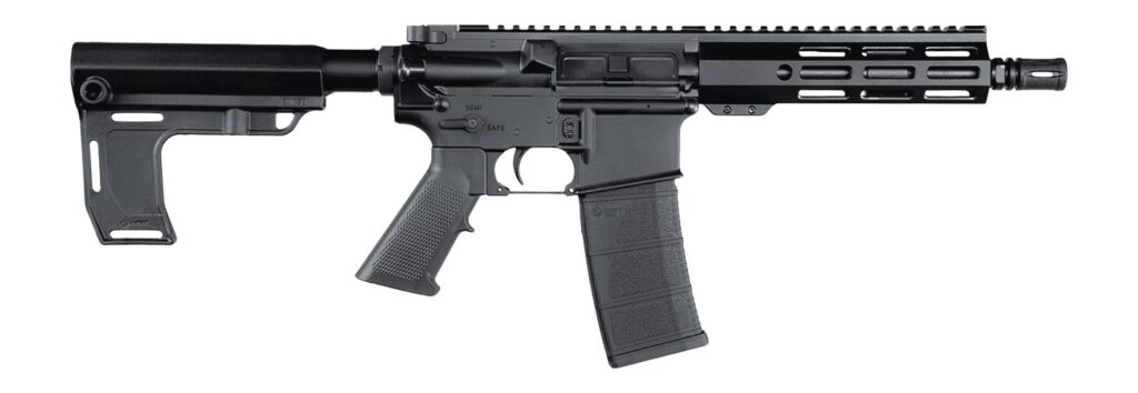 Andro Corp Industries 5568CBMPS ACI-15 CQB 5.56 NATO 30+1 8″ Black Nitride Threaded Barrel, Black Anodized Aluminum Receiver w/Picatinny Rail, M-LOK Handguard, Black Polymer SBA3 Pistol Brace, A2 Grip