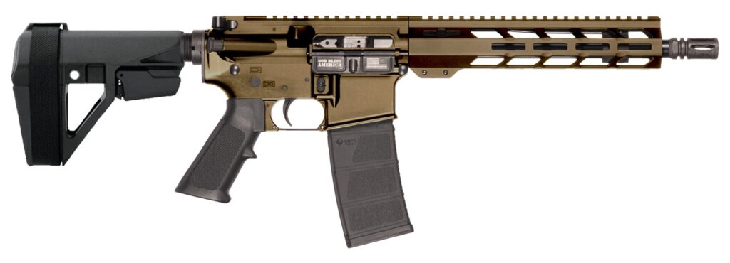 Patriot Ordnance Factory 02540 P-15  Sports South Exclusive 5.56 NATO 30+1 10.50″ Black Threaded Barrel, Burnt Bronze Cerakote Aluminum Receiver w/Picatinny Rail, M-LOK Handguard, Black Polymer SB Tac
