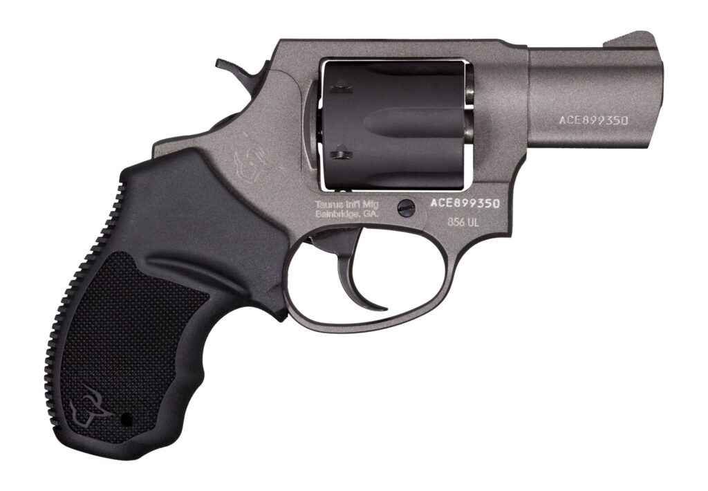 Taurus 2-856021ULC21 856 UltraLite Small 38 Special +P 6 Shot 2″ Tungsten Cerakote Carbon Steel Barrel, Matte Black Cylinder, Tungsten Cerakote Aluminum Frame, Black Ribber Grip, Transfer Bar Safety,