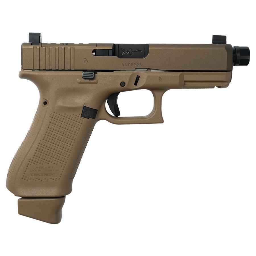 Glock V-Series Model 19x w/HUSH Slide Lock Handgun 9mm Luger 17rd Magazines (3) 4.6″ Threaded Barrel Suppressor Sights FDE USA