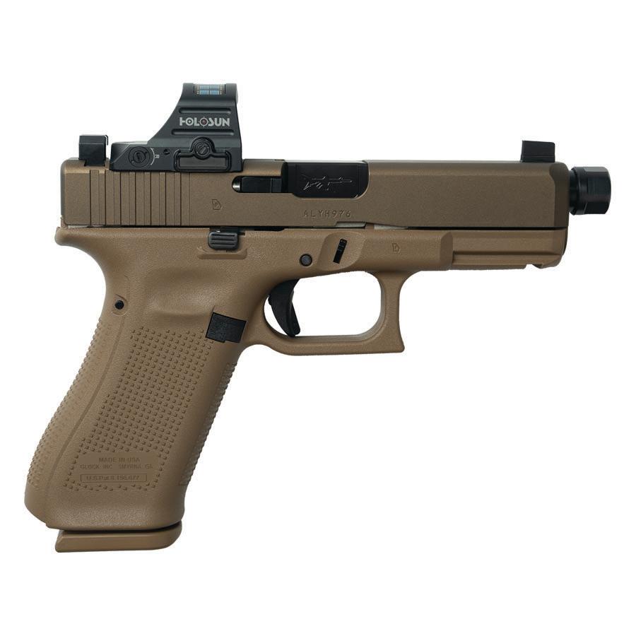 Glock V-Series Model 19x w/HUSH Slide Lock Handgun 9mm Luger 17rd Magazines (3) 4.6″ Threaded Barrel Holosun 407C FDE USA