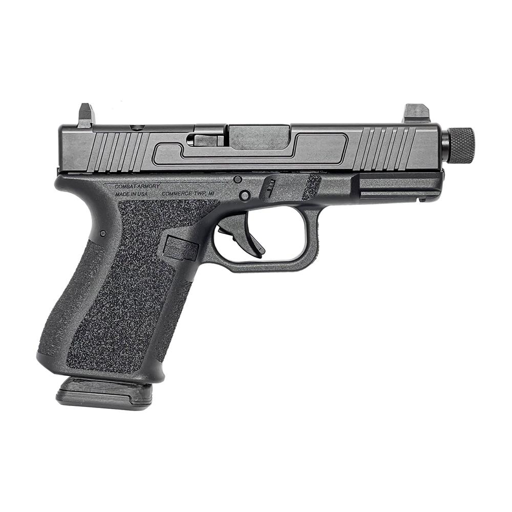Combat Armory CA19 OR Handgun 9mm Luger 10rd Magazine 4.49″ Threaded Barrel Black with Suppressor Height Sights