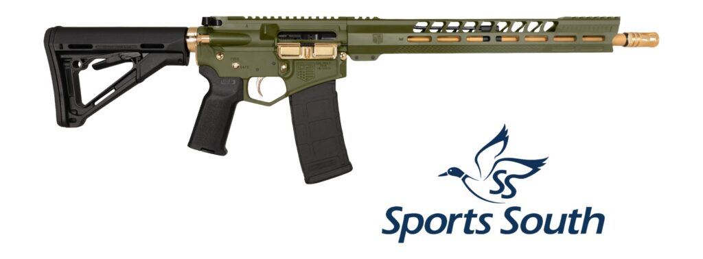 Diamondback DB175AK802 DB15  Sports South Exclusive 5.56 NATO 30+1 16″ Gold Cerakote Threaded Barrel, Green Cerakote w/Gold Accents Aluminum Receiver w/Picatinny Rail, M-LOK Handguard, Magpul MOE Blac