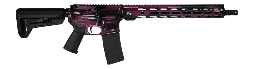 Shark Coast Tactical SCC02119ABKCH Anime-15  5.56 NATO 30+1 16″ Black Nitride Threaded Barrel, Black Cherry Cerakote Aluminum Receiver w/Picatinny Rail, M-LOK Handguard, Magpul Collapsible Black Polym