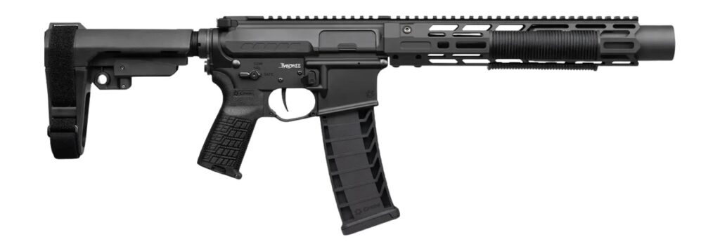 CMMG 94A68CD-AB Zeroed Banshee Mk4 9mm Luger 33+1 6.50″ Black Nitride Threaded Barrel, Black Armor Cerakote Aluminum Receiver w/Picatinny Rail, M-LOK Handguard, Black Polymer CMMG RipBrace, CMMG Zeroe