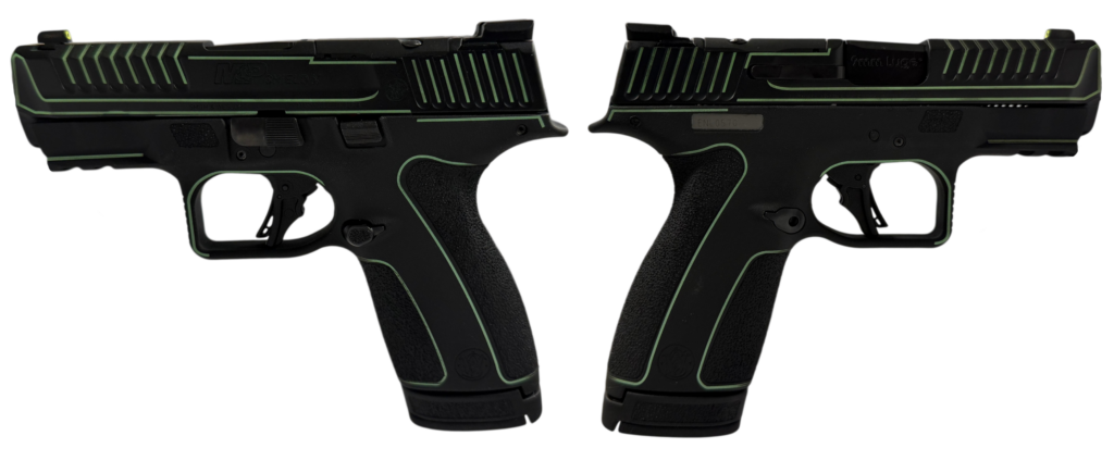 SMITH & WESSON M&P 9 SHIELD X NTS BLACK/LIME GREEN PISTOL 3.6″ N.S. 1-13RD, 1-15RD MAG