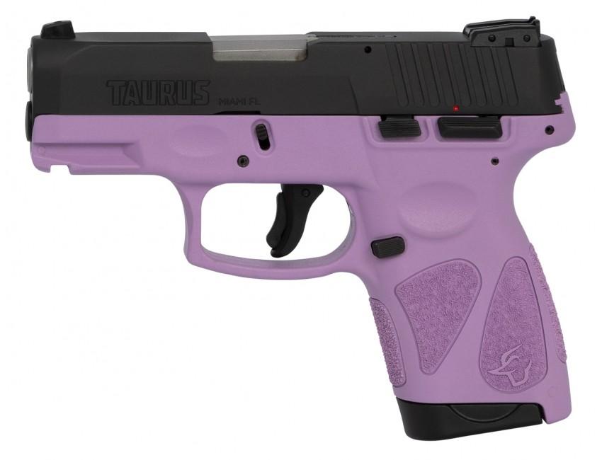 Taurus G2S Handgun 9mm Luger 7rd Magazines 3.2″ Barrel Black Slide/Light Purple Grip