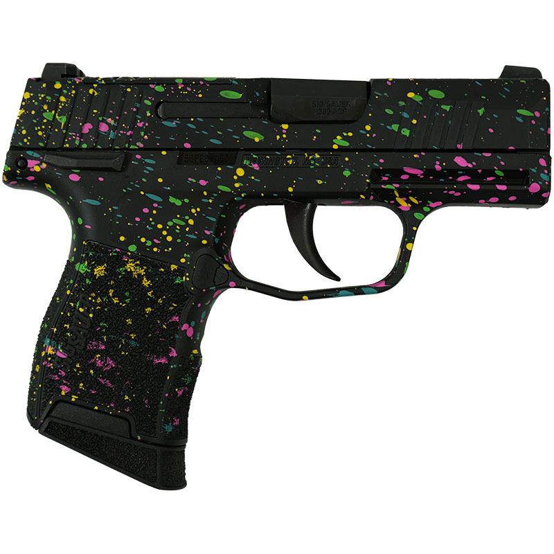 Sig Sauer Exclusive “Multi Color Paint” P365-380 Handgun 380 Auto 10rd Magazine 3.1″ Barrel Black Manual Safety