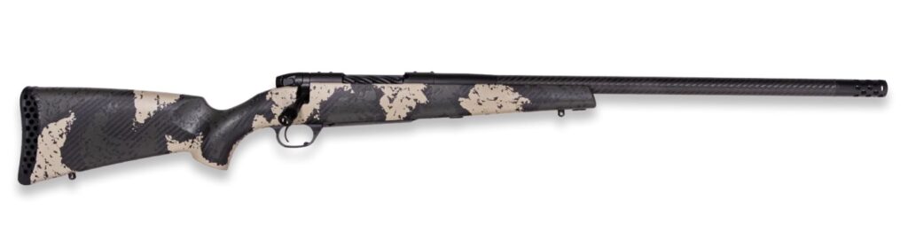 Weatherby MGS01N25RWR4B Mark V Backcountry Guide 25 WBY RPM 3+1 22″ +2″ Carbon Fiber BSF Threaded Barrel, Graphite Black Cerakote Steel Drilled & Tapped Receiver, Black w/Olive Green & Backpack Accent