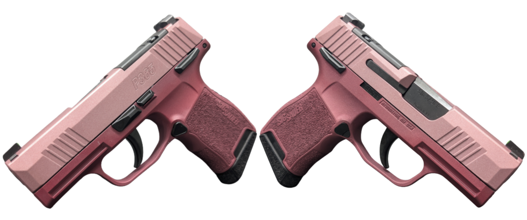 SIG SAUER P365 CRANBERRY BLUSH TWO TONE 9MM PSTL 3.10″ BLK O.R.  2-10RD MAGS MANUAL SAFETY