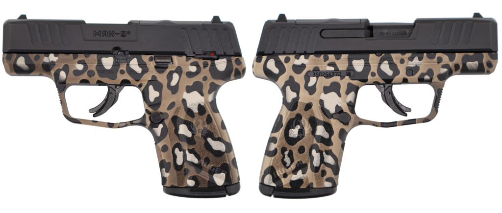 RUGER MAX-9 MANUAL SAFETY LEOPARD PRINT 9MM PISTOL BLACK 3.2″ OPTIC READY 1-10RD MAGS
