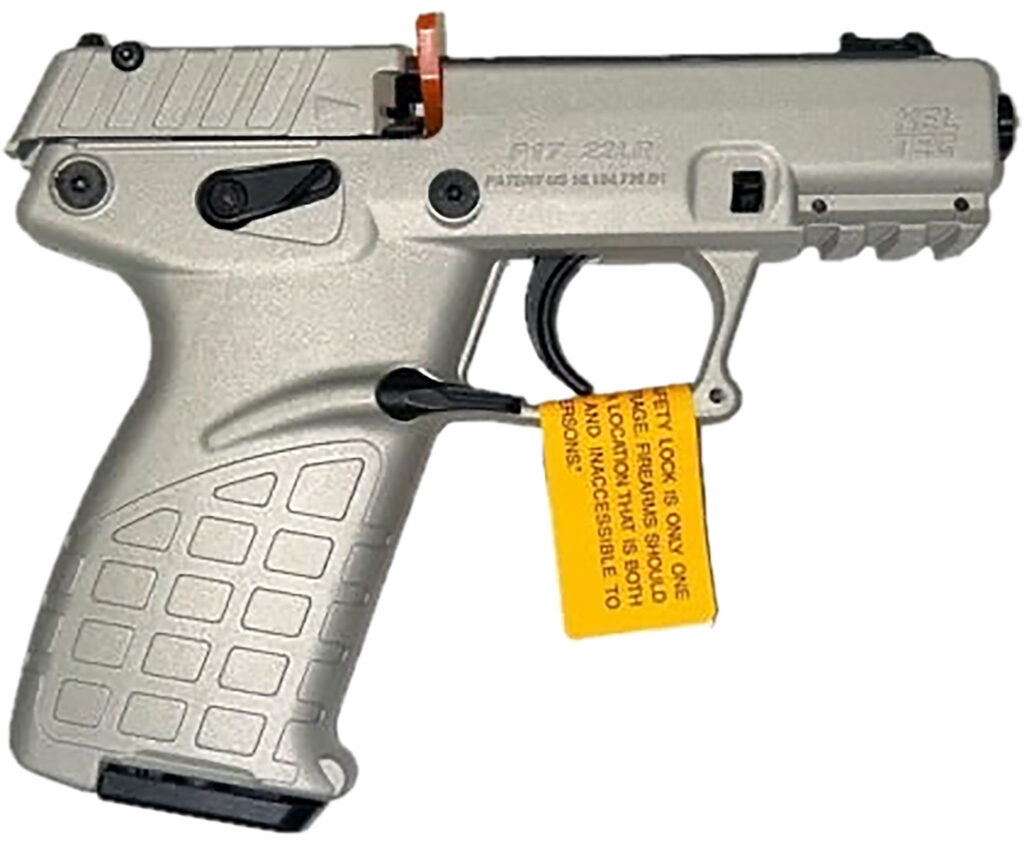 Kel-Tec P17SA P17  Sports South Exclusive Color, Compact Frame 22 LR 16+1 3.80″ Black Steel Threaded Barrel, Shimmer Serrated Steel Slide, Shimmer Polymer Frame w/Picatinny Rail, Textured Grip